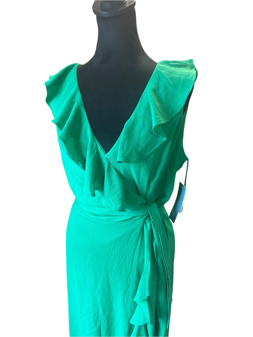 London Times Maxi Dress Size 10 NWT Jewel Green Ruffle - Picture 4 of 16